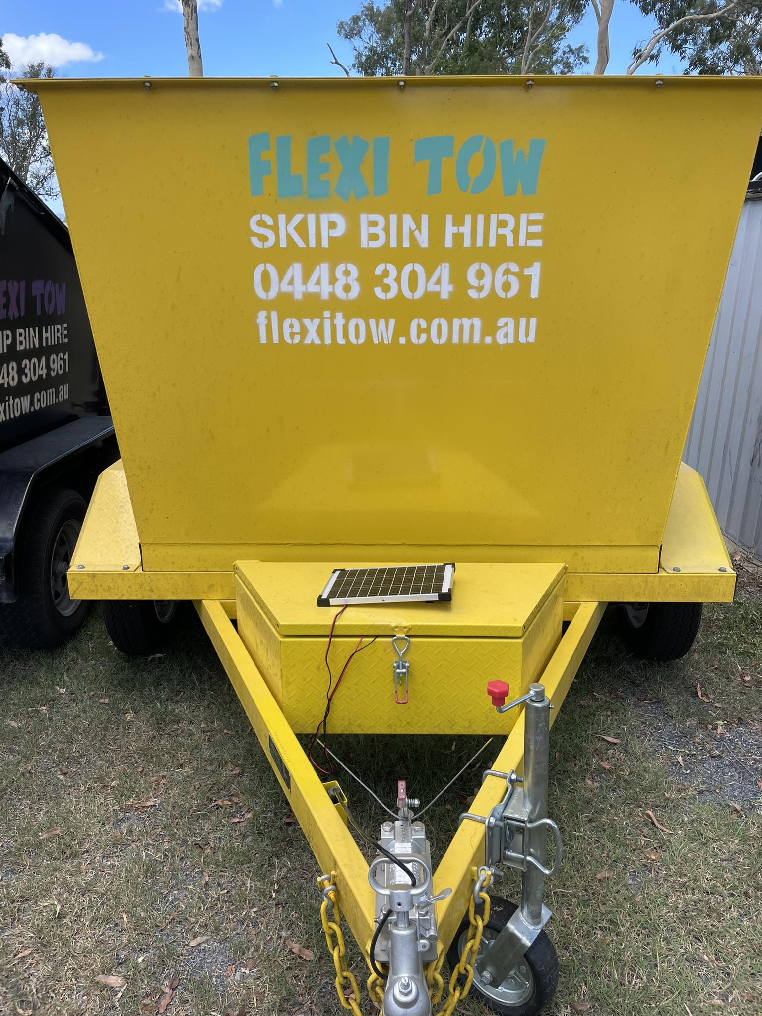 Yellow Skip Bin with detail for hire